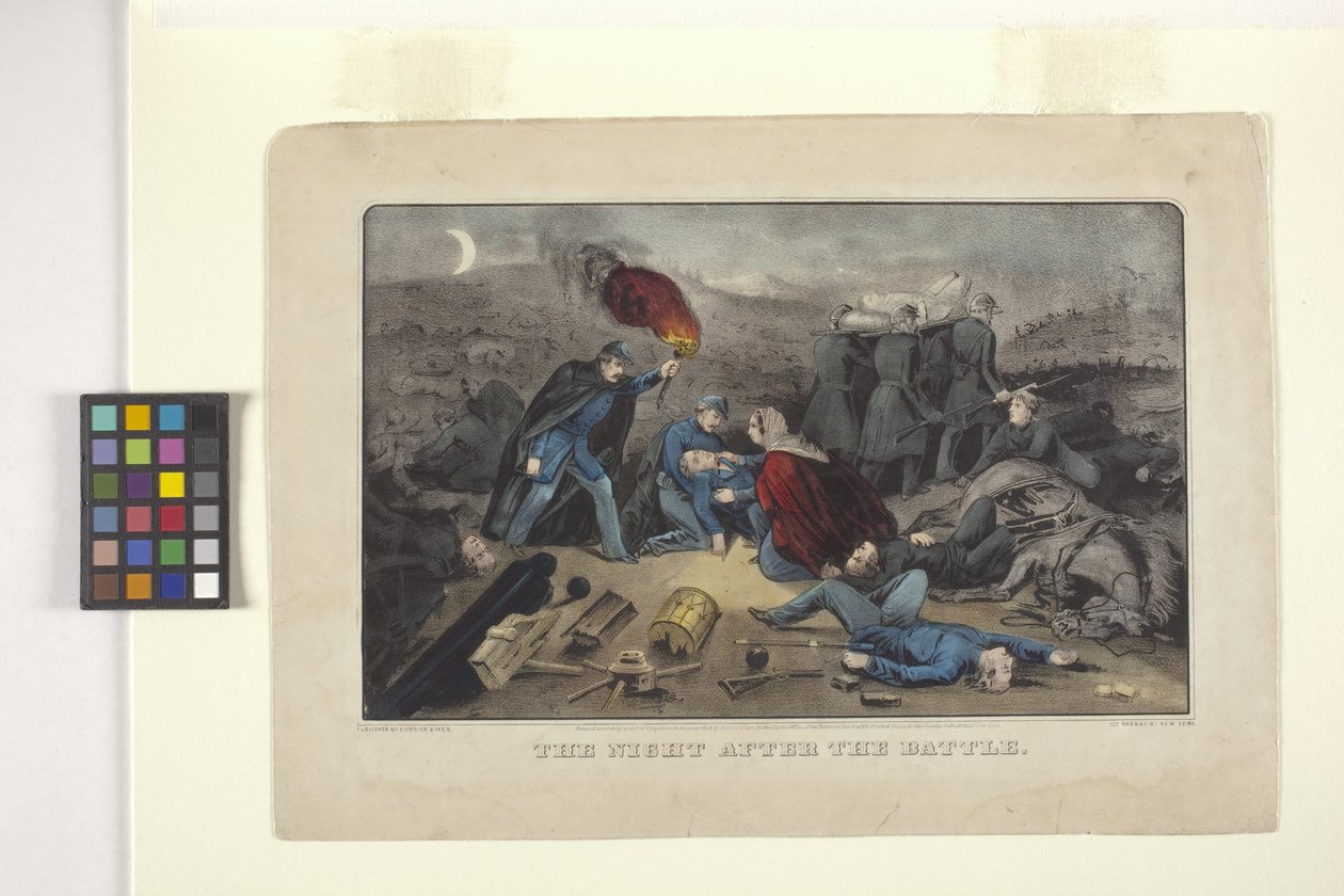 Savaştan Sonra Gece (elle renkli taşbaskı) by N. and Ives J.M. (1824 95) Currier
