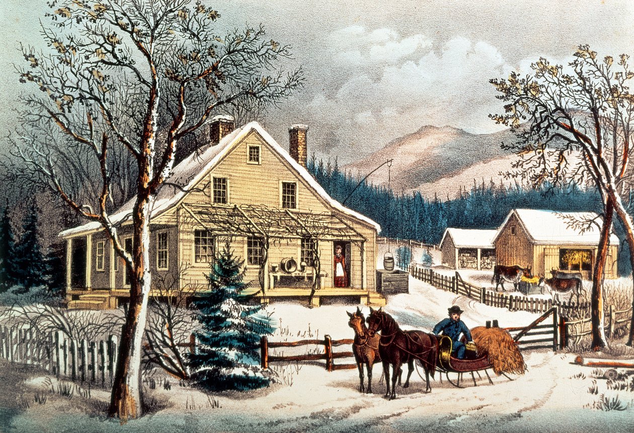 Eski Çiftlik Evi, pub. Currier & Ives tarafından by N. Currier and Ives J.M.
