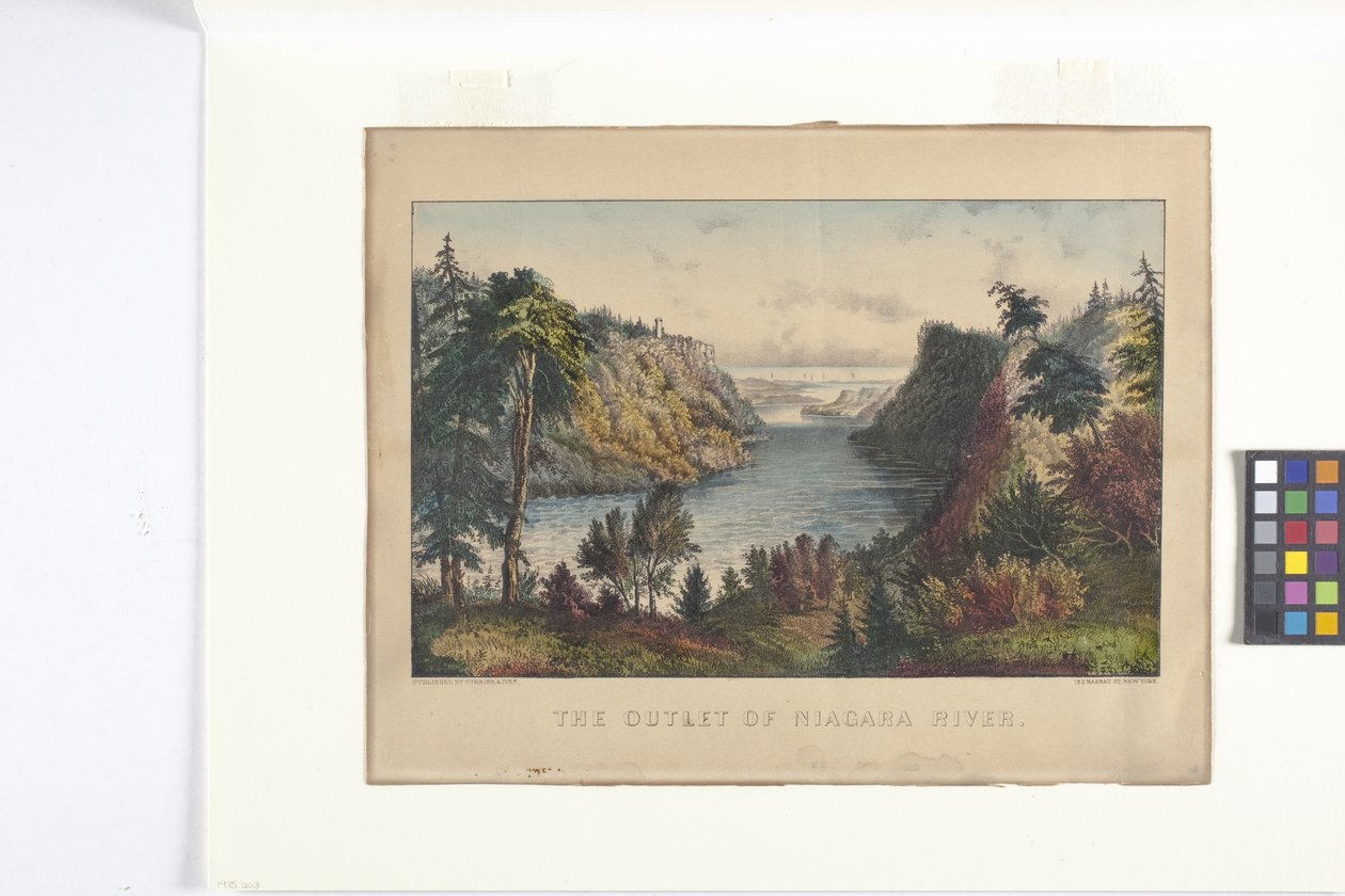 The Outlet Of The Niagara River (elle boyanmış litografi) by N. and Ives J.M. (1824 95) Currier