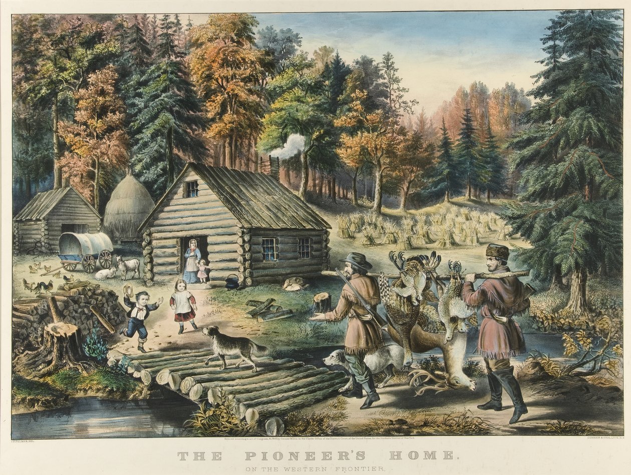 Öncünün Batı Sınırındaki Evi by Currier and Ives