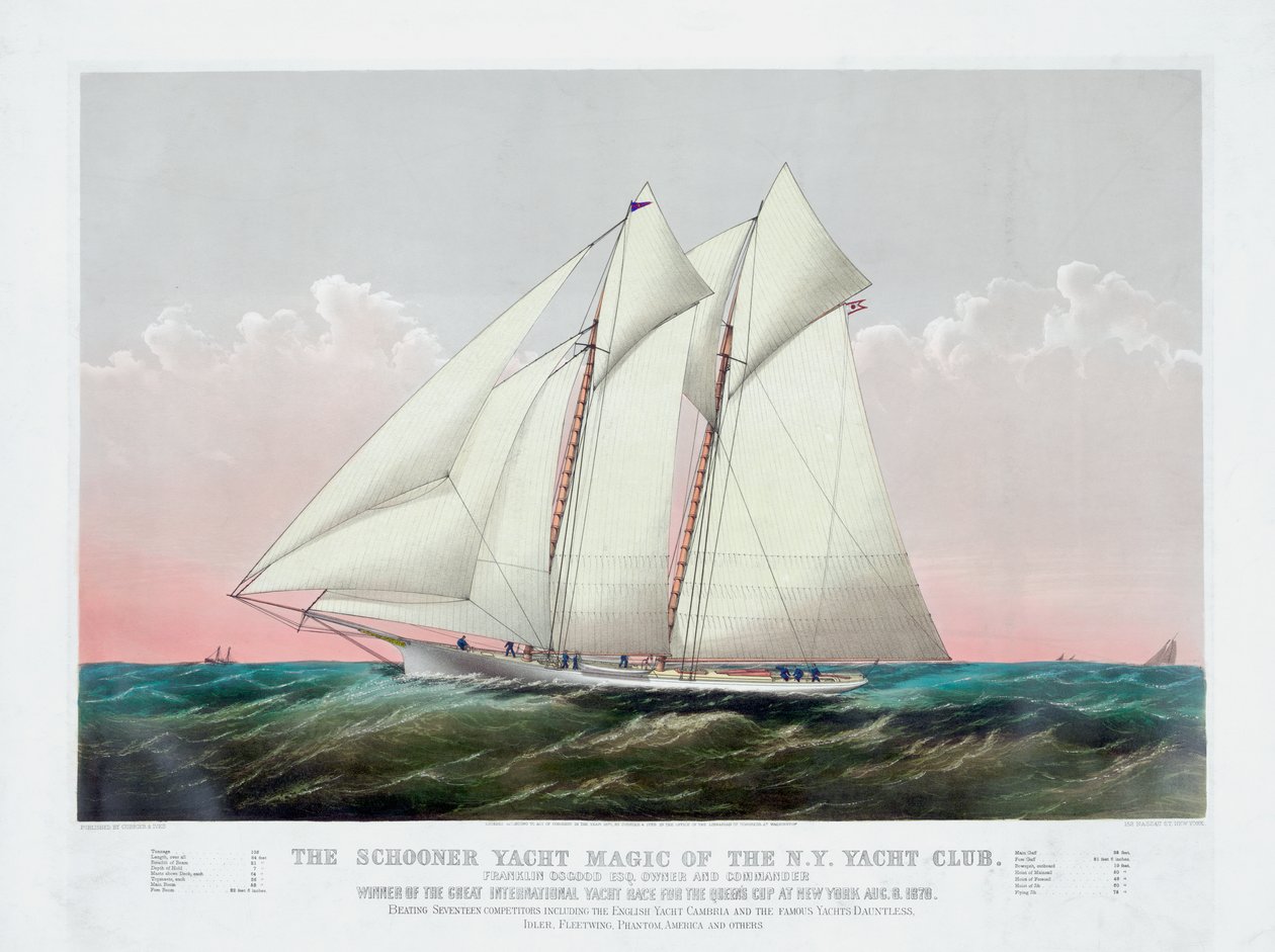Currier & Ives tarafından New York Yat Kulübünün Schooner Magic by Currier and Ives