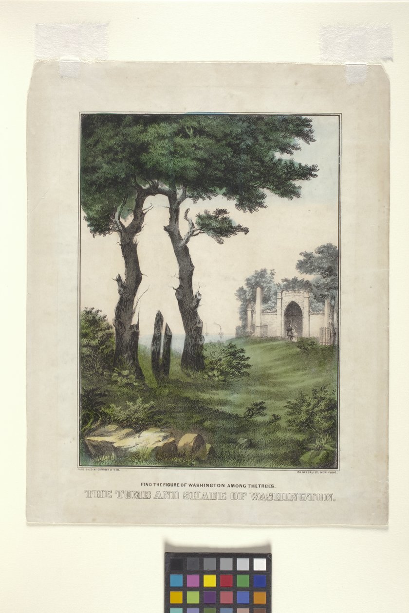 The Tomb And Shade Of Washington (el ile renkli taşbaskı) by N. and Ives J.M. (1824 95) Currier
