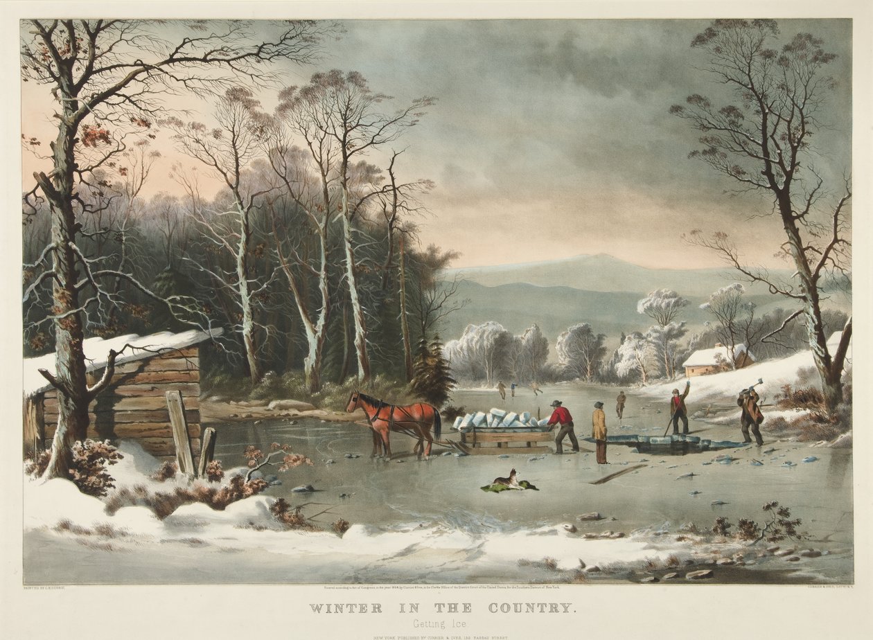 Ülkede Kış, Buz Almak by Currier and Ives