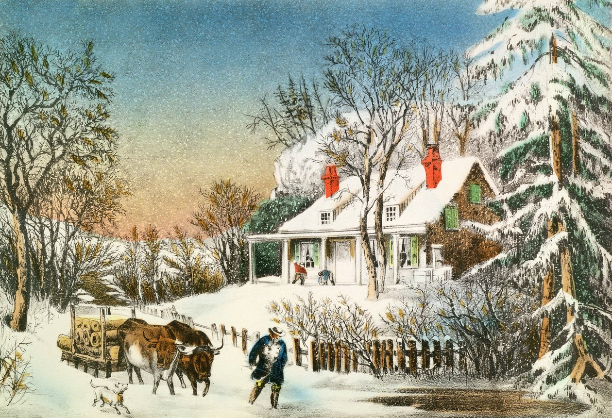Günlükleri Eve Getirmek, Kış Manzarası, 19. yüzyıl by N. and Ives, J.M. Currier