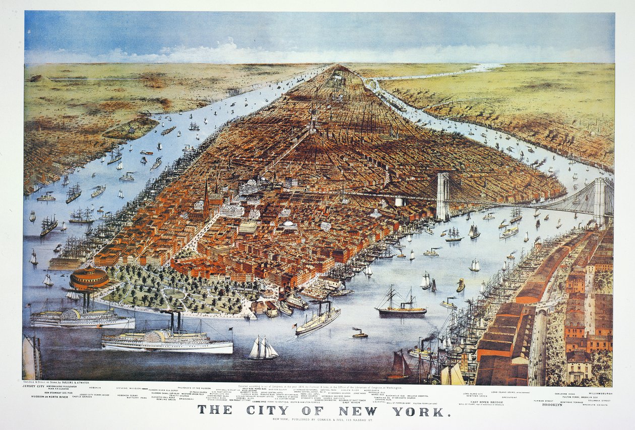 New York Şehri, 1876 by N. and Ives, J.M. Currier