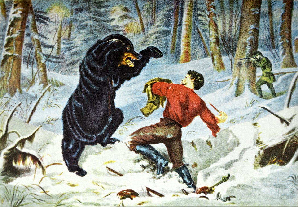 Currier & Ives İllüstrasyon 19. Yüzyıl. Bir Avcının Hayatı. Sıkı bir düzeltme. by N. and Ives, J.M. Currier
