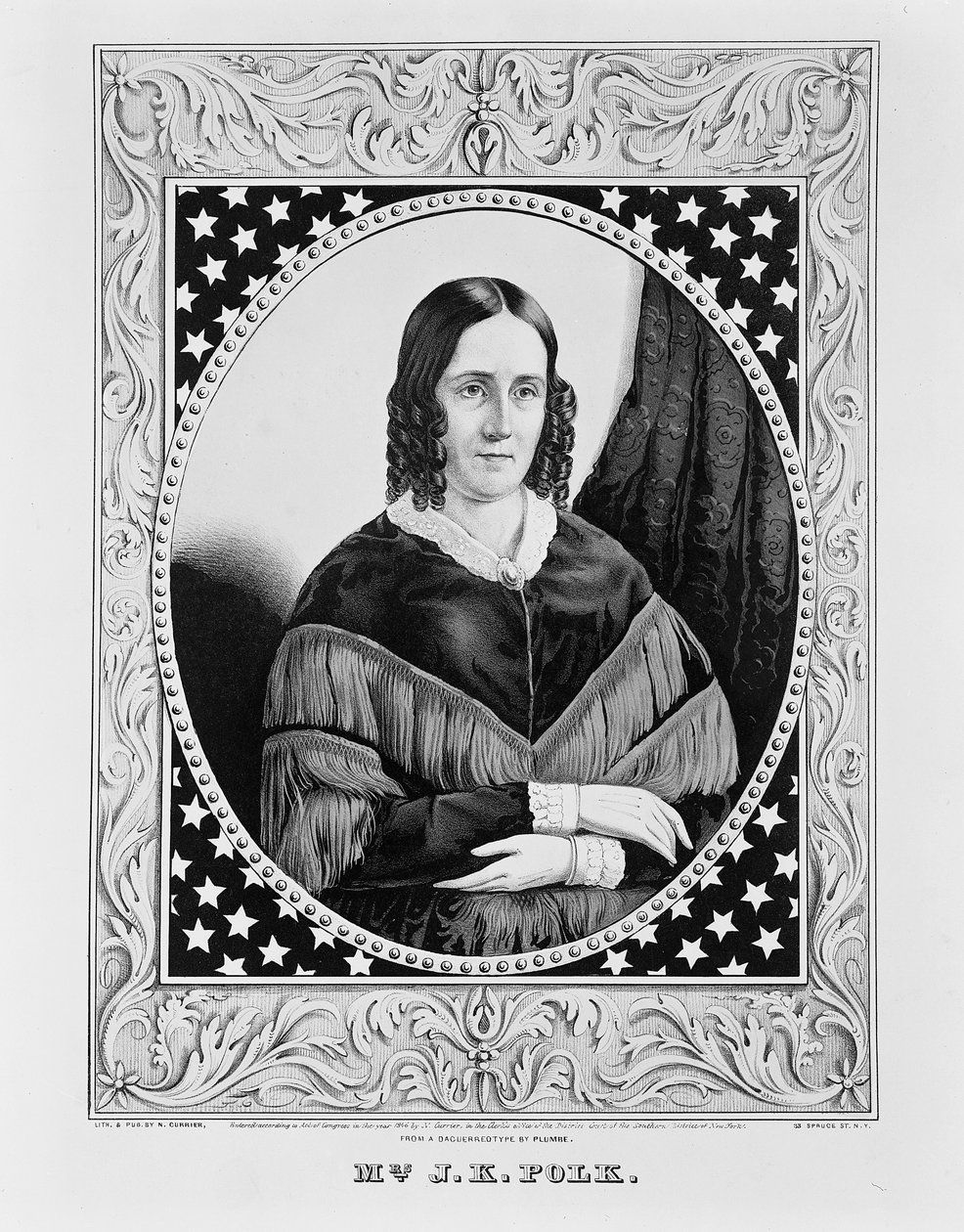 Sara Polk, 1846 by N. and Ives, J.M. Currier