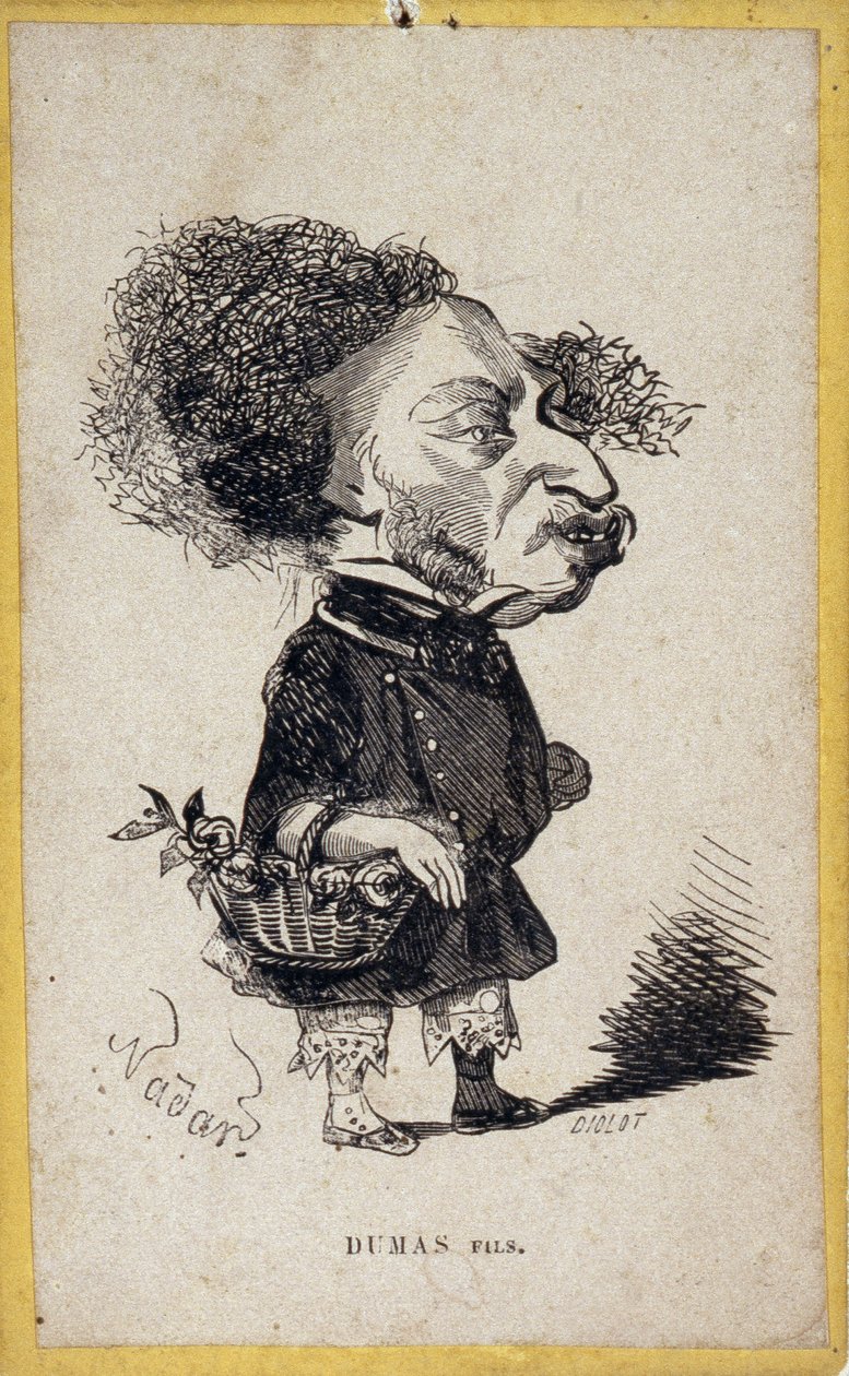 Fransız yazar Alexandre Dumas Jr. (1824-1895) tarafından portre yükü (portre şarjı). Gaspard Felix Tournachon ve Felix Nadar (1820-1910) tarafından çizilen karikatür. by Nadar