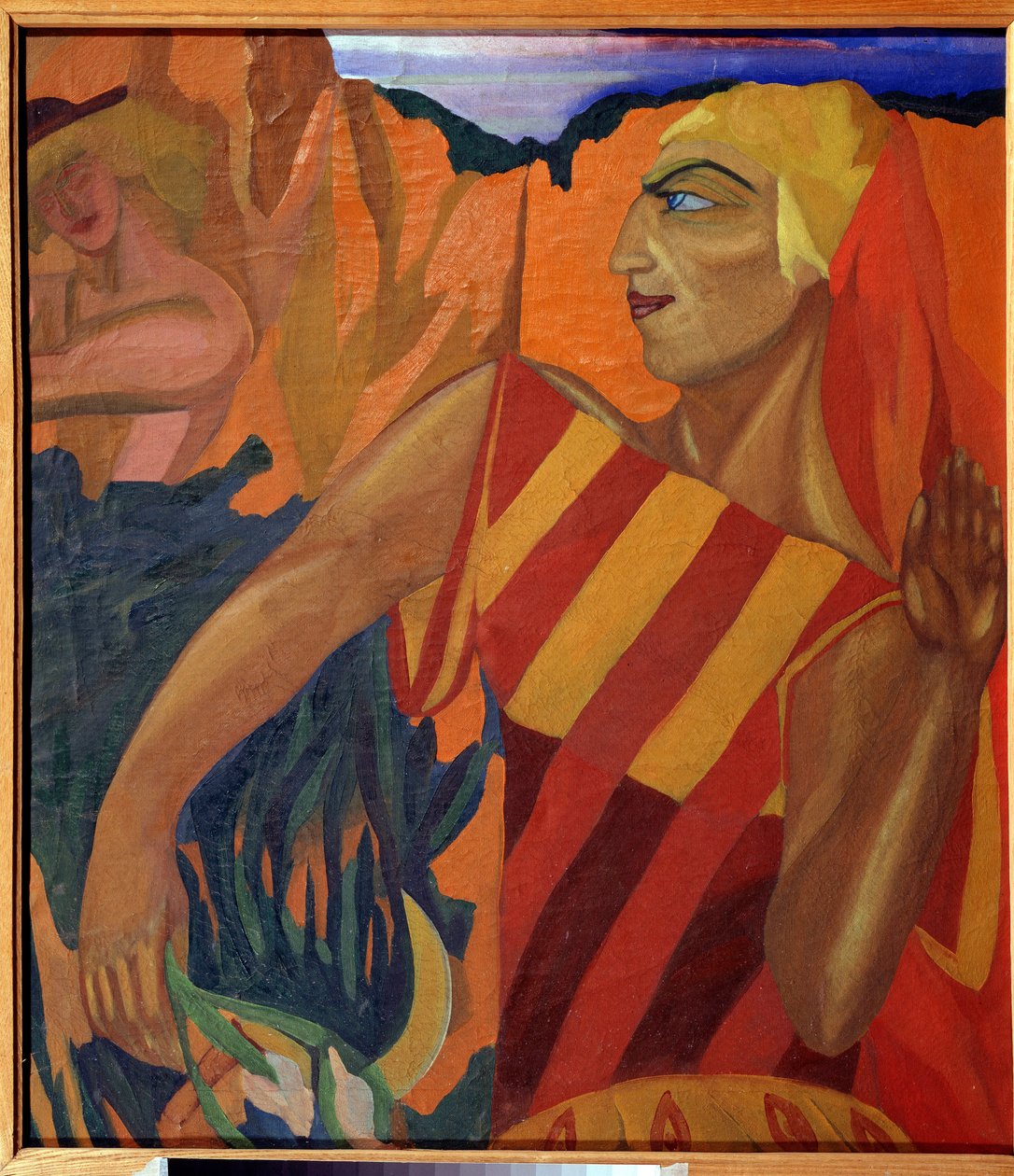 Medee - Bale için Kostüm Tasarımı Altın Post (Medea. Altın Post Bale için Kostüm Tasarımı) - Tablo Nadhezhda Vladimirovna Lermontova (1885-1921), tuval üzerine yağlı boya by Nadezhda Vladimirovna Lermontova