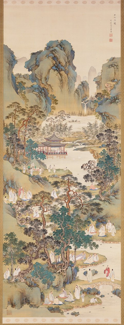 Orkide Köşkü'nde Şiir Buluşması (ipek üzerine mürekkep, renk ve gofun) by Nakabayashi Chikkei