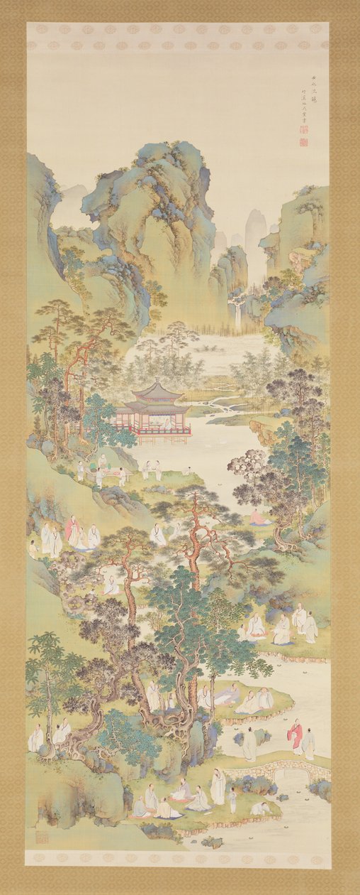 Orkide Köşkü'nde Şiir Buluşması (ipek üzerine mürekkep, renk ve gofun) by Nakabayashi Chikkei