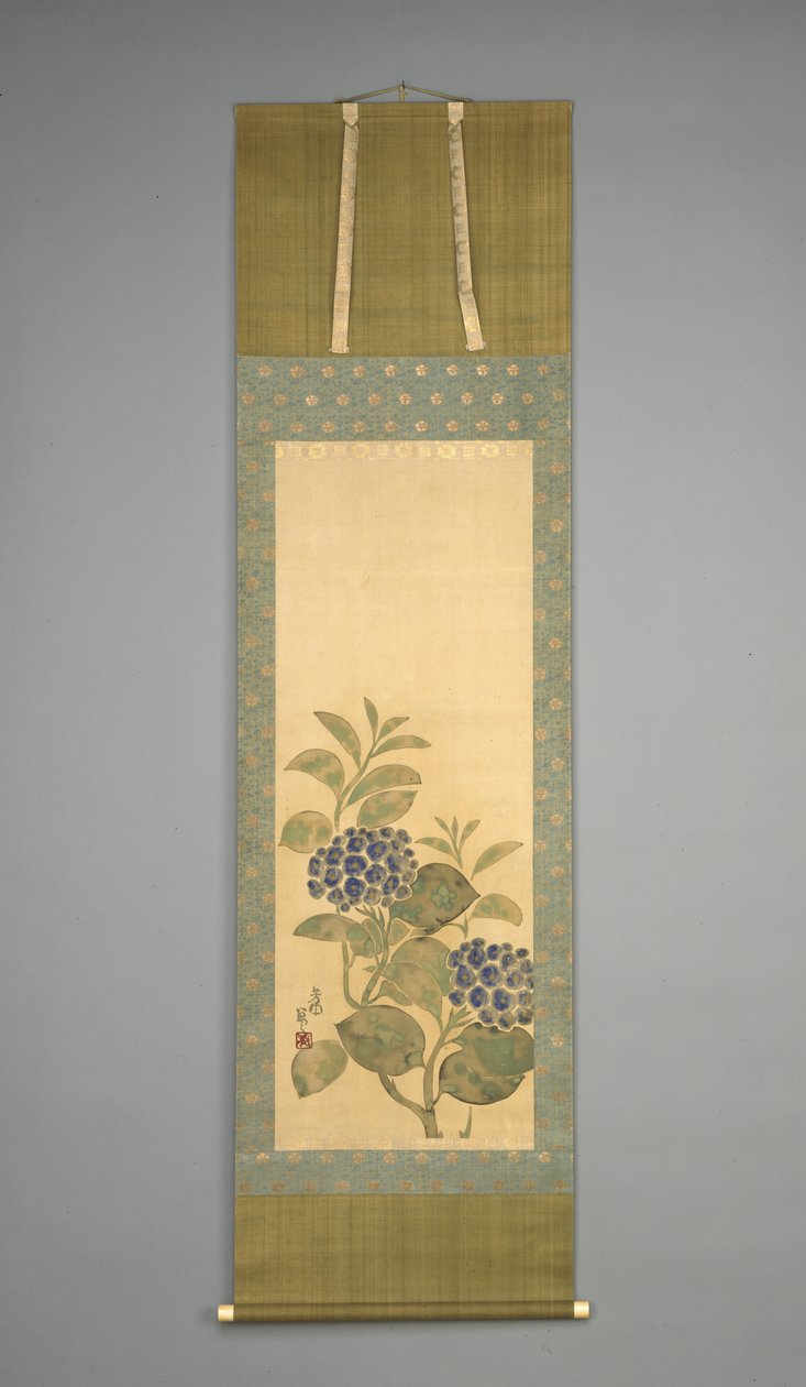 Ortanca, 19. yüzyılın başlarında (kağıt üzerine mürekkep ve sulu boya) by Nakamura Hochu