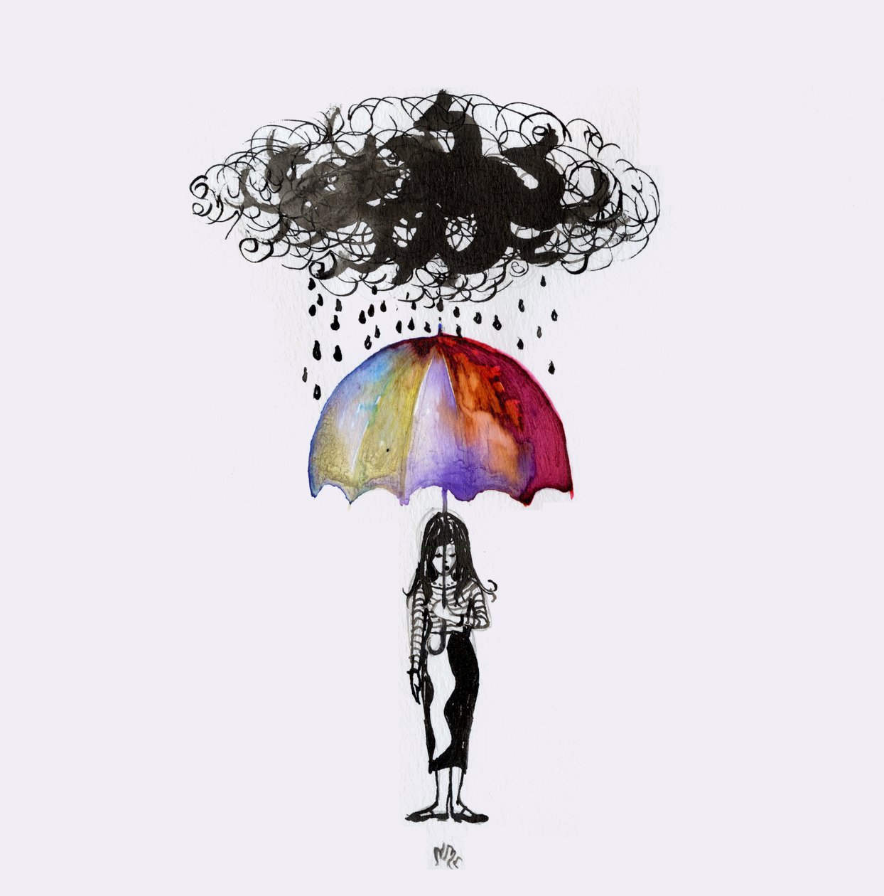 Kara Bulut, 2017, (kağıt üzerine mürekkep) by Nancy Moniz Charalambous
