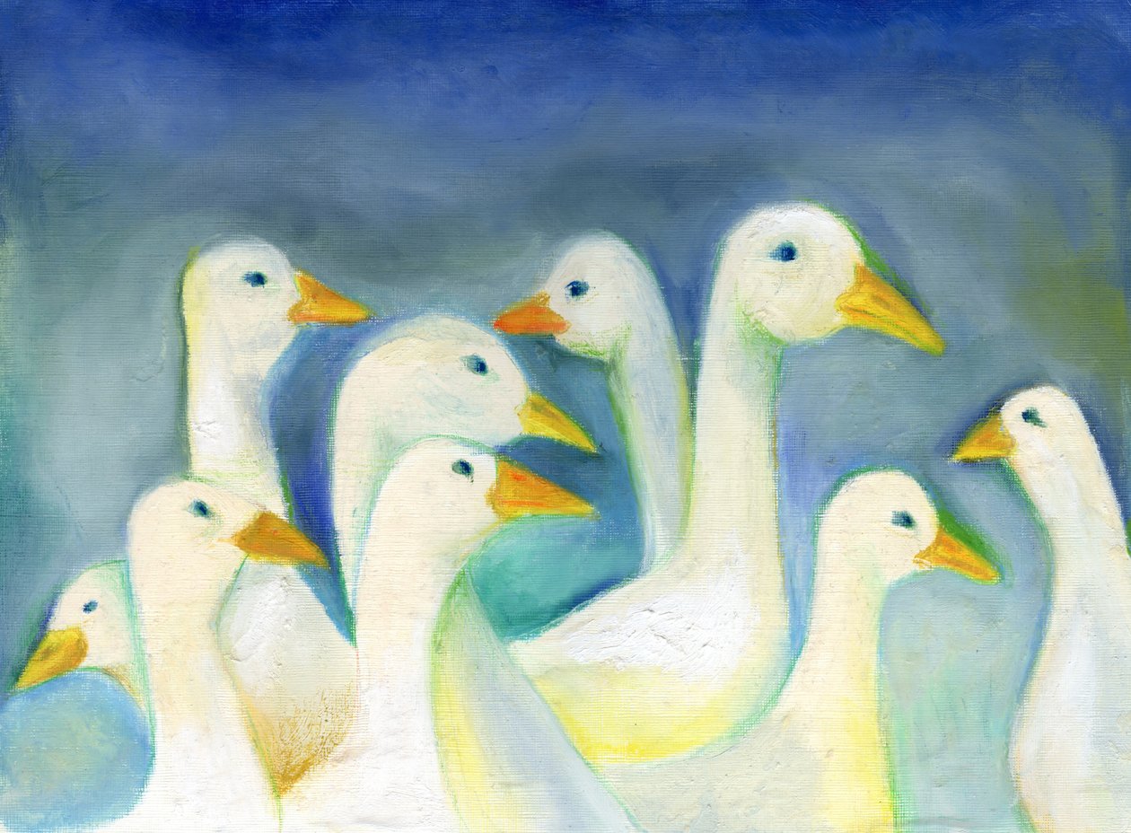 Gaggle, 2012 (kağıt üzerine yağlı pastel) by Nancy Moniz Charalambous