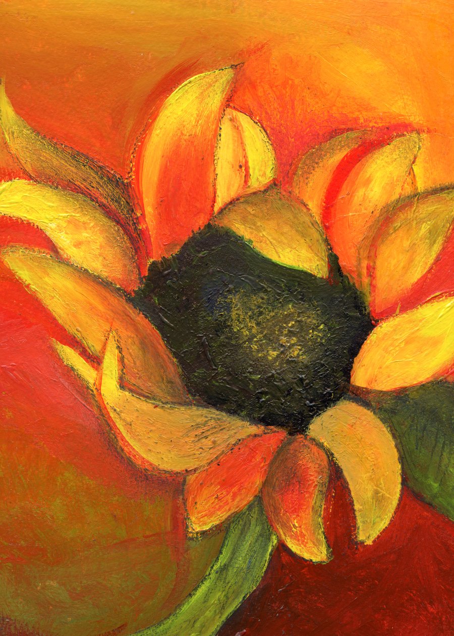 Eylül Ayçiçeği, 2011, (kart üzerinde akrilik) by Nancy Moniz Charalambous