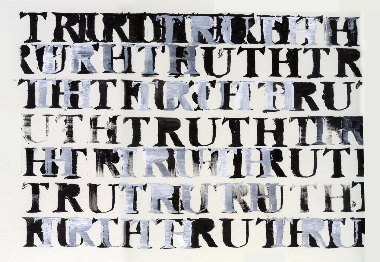 The Truth in Black and White, 2015, (kart üzerinde şablonlu akrilik) by Nancy Moniz Charalambous