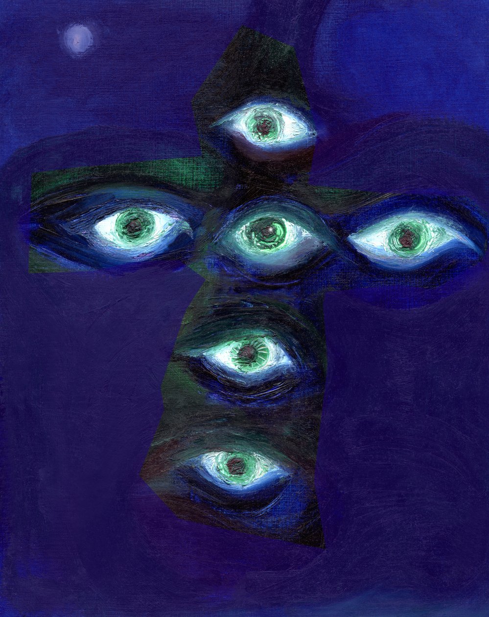 Gözleri var görmezler, 2015, (karttaki yağ) by Nancy Moniz Charalambous