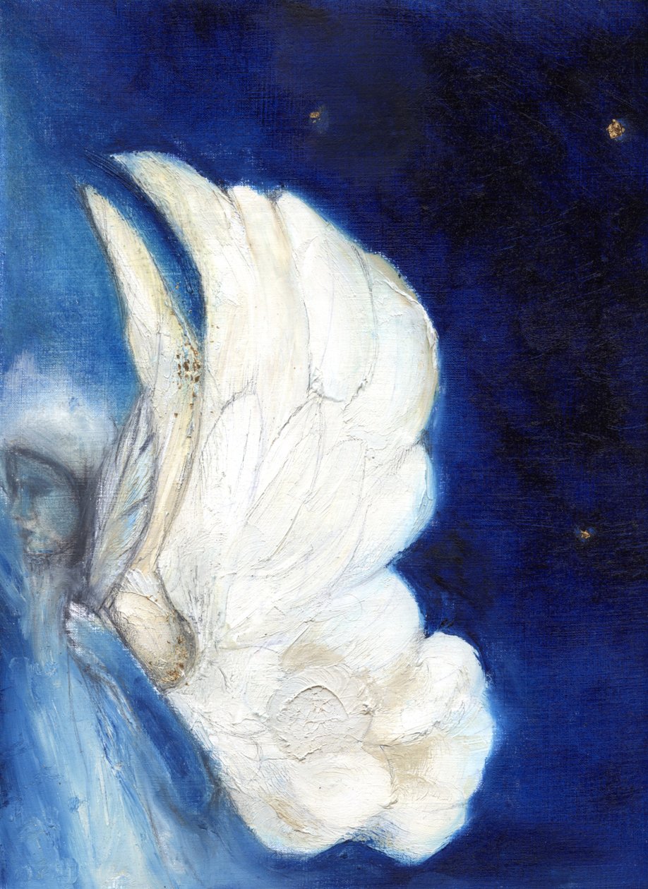 Wings over London, 2013, (kartta yağ ve altın varak) by Nancy Moniz Charalambous