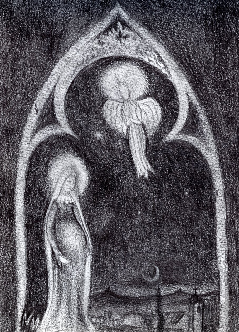 Angel Gabriel, 2015, (Kart üzerinde Grafit Kalem Çalışması) by Nancy Moniz Charalambous