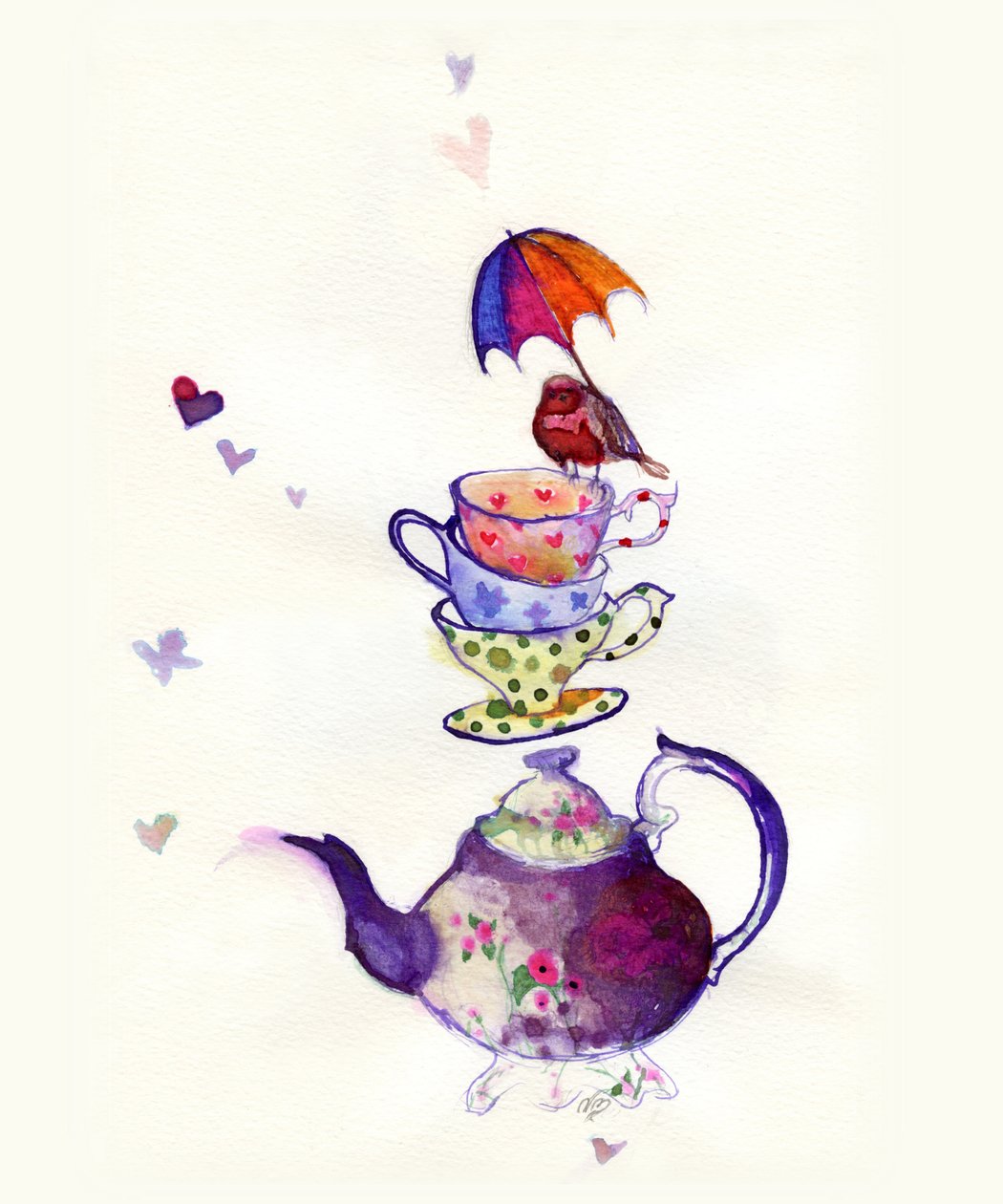 Küçük Çay kuşu, 2015, (kağıt üzerine mürekkep) by Nancy Moniz Charalambous