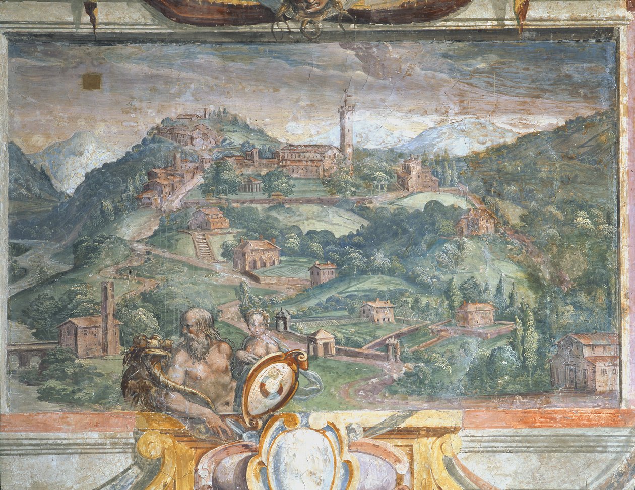Yatak odası, Medici yönetimi altındaki kasabaları gösteren friz detayı, Fiesole, 1564-75 by Bartolomeo Ammannati