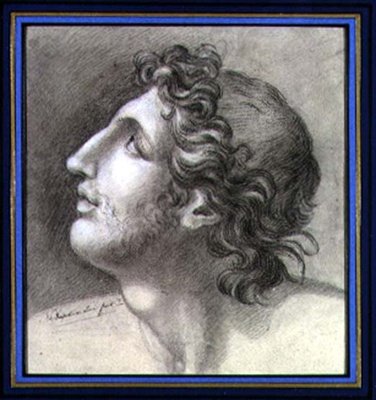 Klasik Bir Kafa Çalışması, c.1830 (kağıt üzerine kalem) by Napoleon Louis Bonaparte