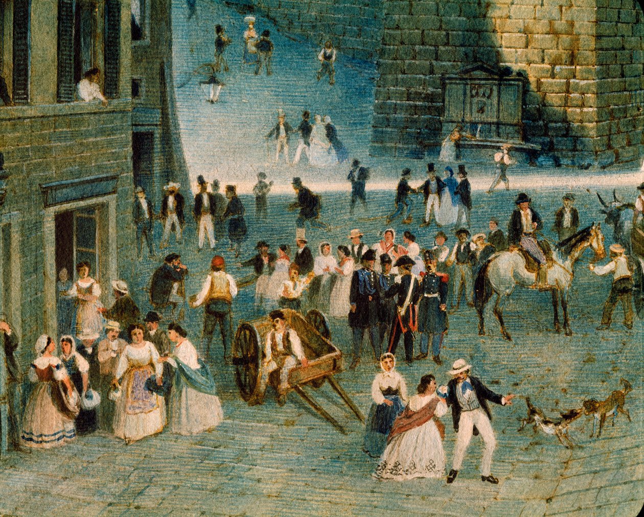 Napoleone Verga (1833-1916) tarafından Perugia'daki Grimana Meydanı'nda Tatil by Napoleone Verga