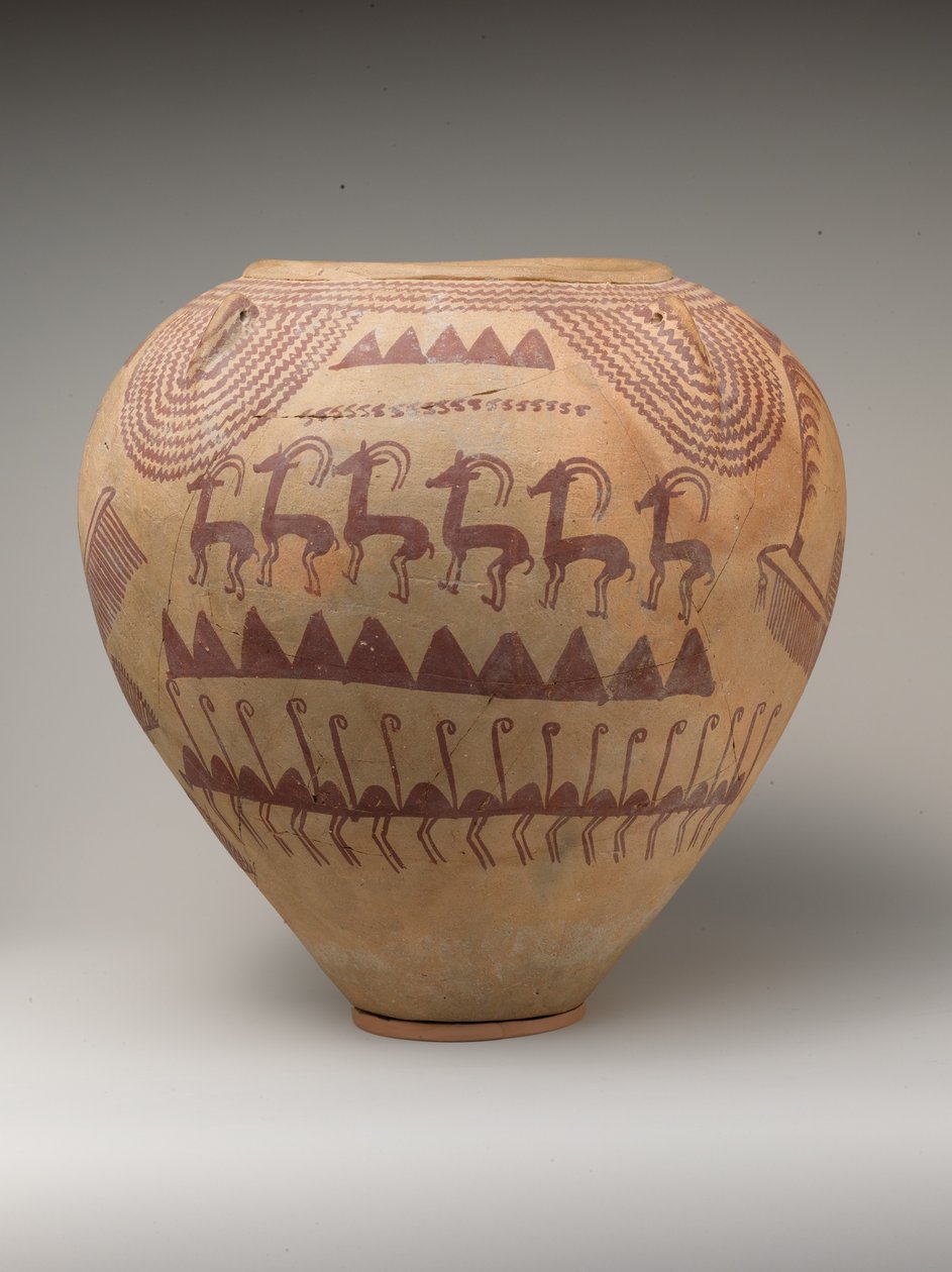 Hayvanlarla süslenmiş eşya kavanozu (boyalı çanak çömlek) by Naqada II Period Egyptian