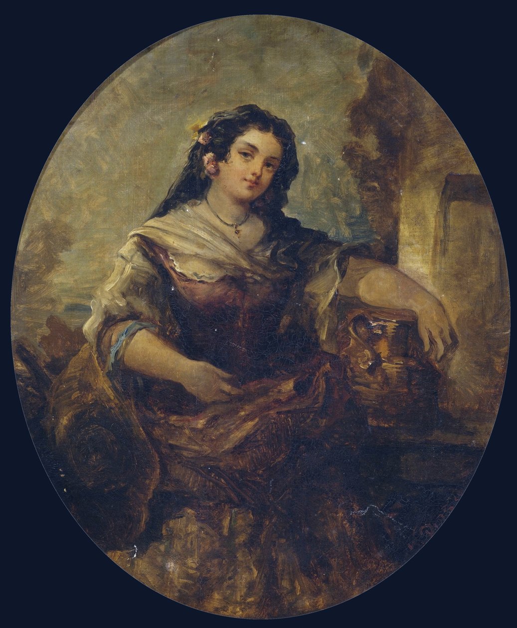 Kuyuda genç bir kızın portresi by Narcisse Virgilio Díaz