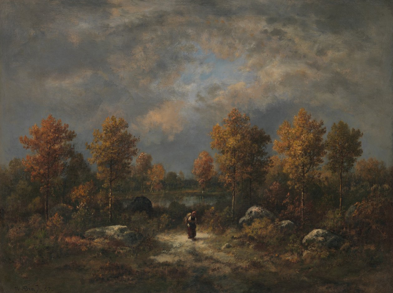 Sonbahar: Woodland Pond, 1867. by Narcisse Virgile Diaz de la Peña