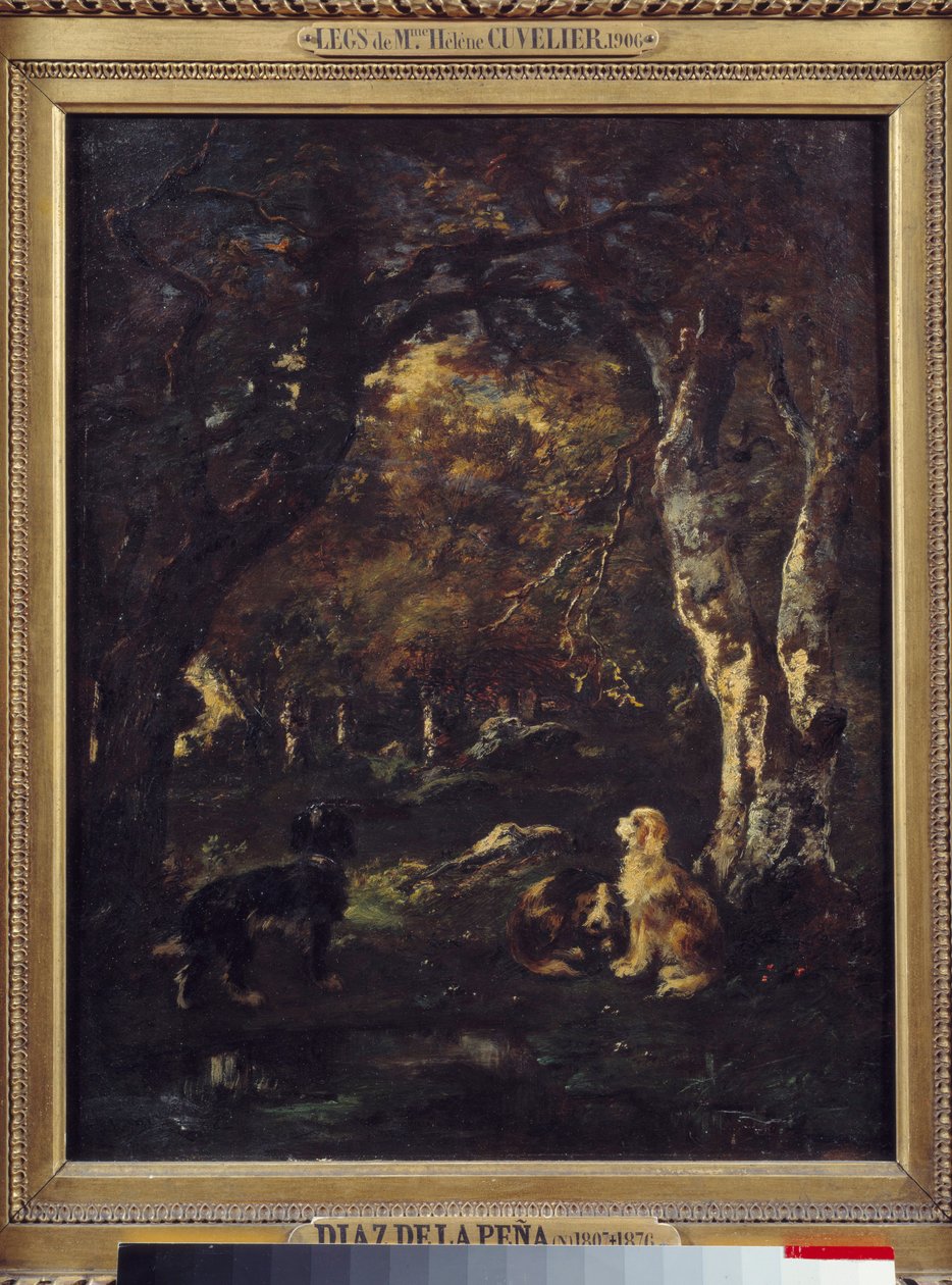 Ormandaki Köpekler Tablosu, Narcissus Diaz de la Pena tarafından by Narcisse Virgile Diaz de la Peña