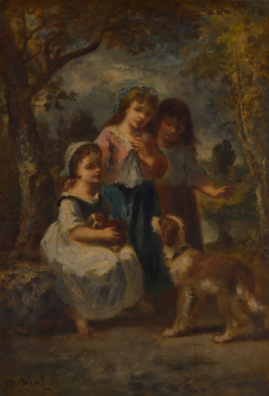 Üç Küçük Kız, 1870 dolayları by Narcisse Virgile Diaz de la Peña
