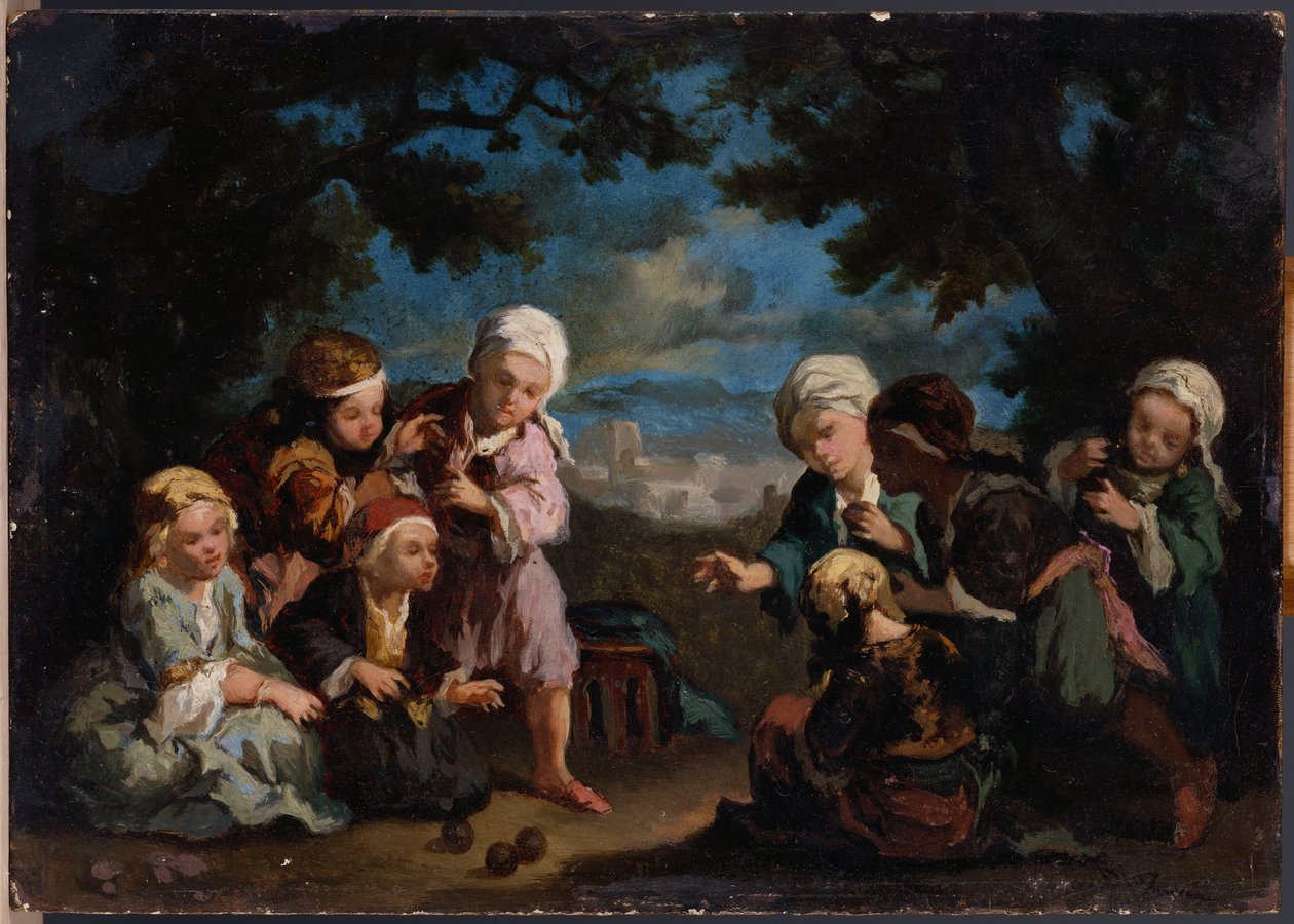 Açık Alanda Boule Oynayan Türk Çocukları by Narcisse Virgile Diaz de la Peña