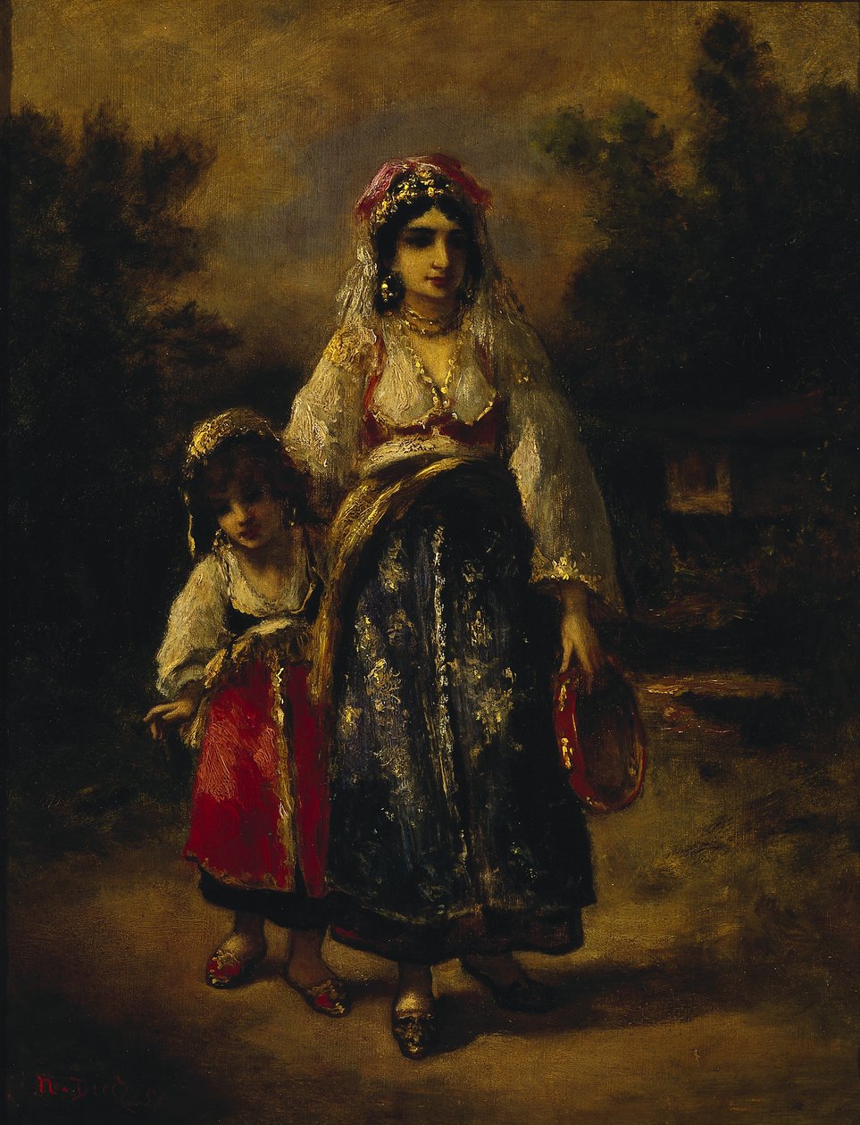 kadın ve kız by Narcisse Virgile Diaz de la Peña