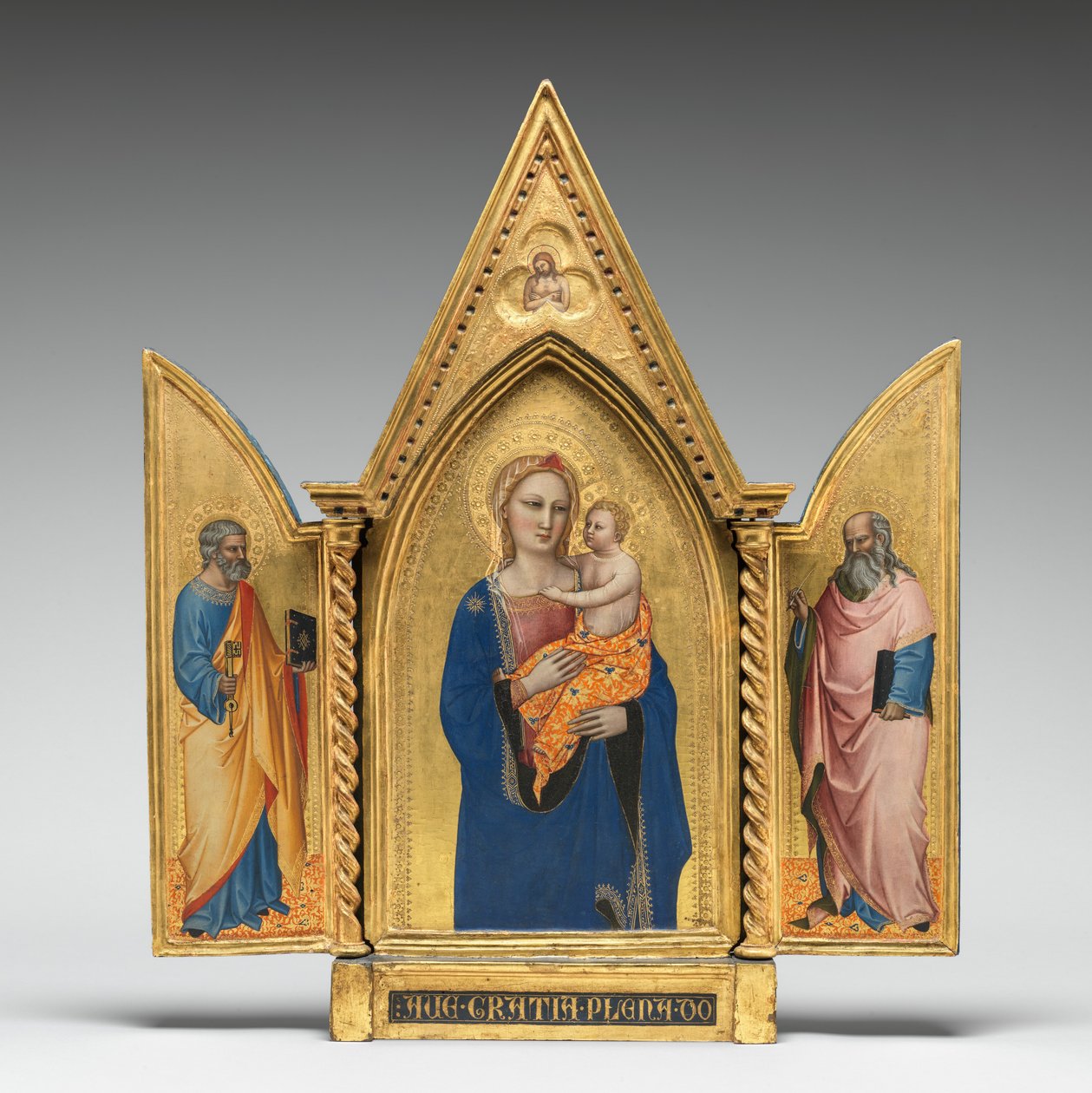Madonna ve Çocuk, Aziz Petrus ve Evangelist John ve Kederli Adam ile [üç parçanın tamamı] by Nardo di Cione