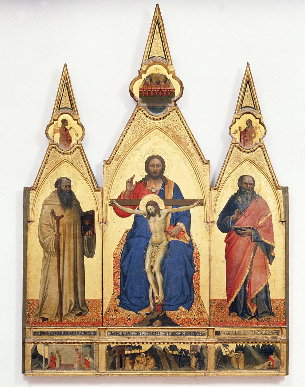 Aziz Romuald ve Aziz Andrew ile Kutsal Üçlü, 1365 (panelde mizaç) by Nardo di Cione Orcagna