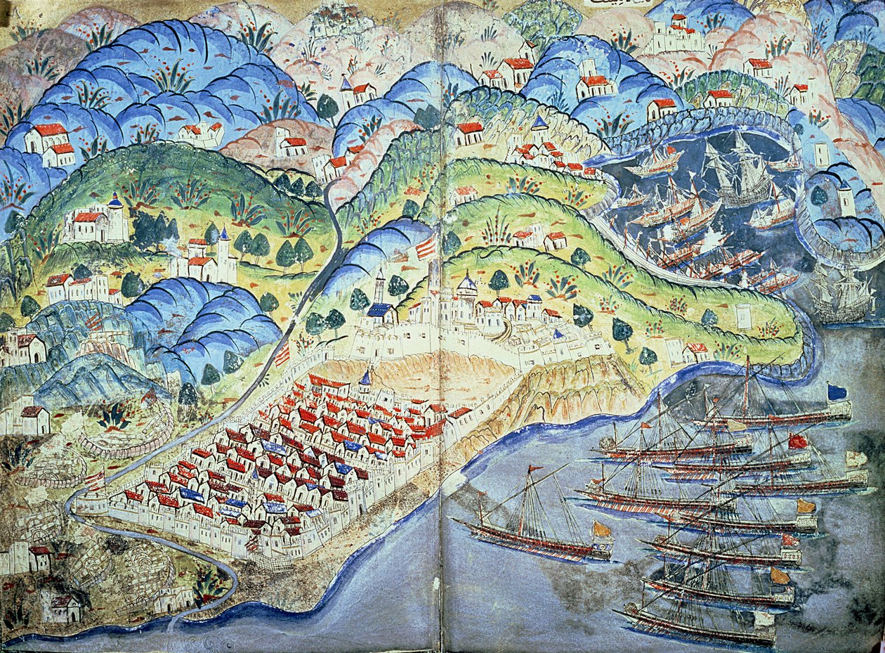 TSM H.1608 "Süleymanname"den Nice Manzarası 1545 by Nasuh Al Silahi
