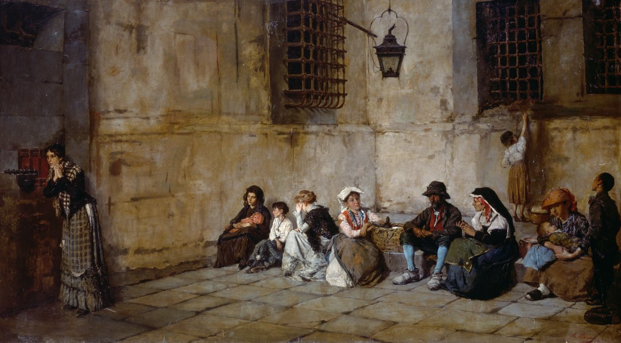 Natale Attanasio'nun (1846-1923) mahkumların yakınları bekleyiş by Natale Attanasio