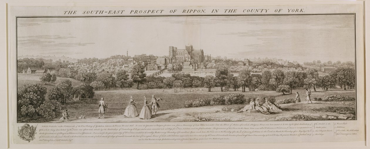 The South-East Prospect of Rippon, 1731-48 (çizgi gravürü) by Nathaniel and Samuel Buck