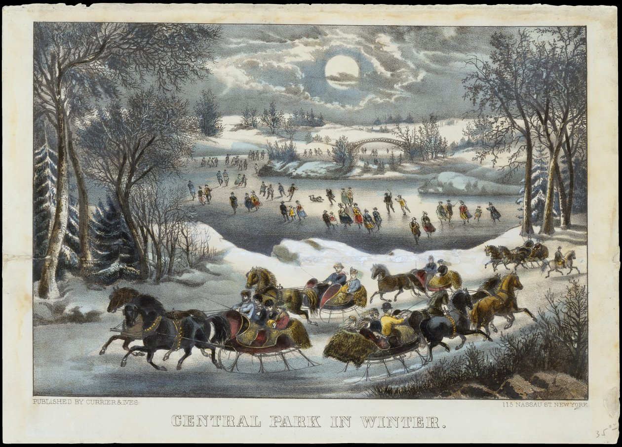 Kışın Central Park, 1877-94., 1877-94. Yaratıcılar: Nathaniel Currier, James Merritt Ives, Currier ve Ives. by Currier and Ives