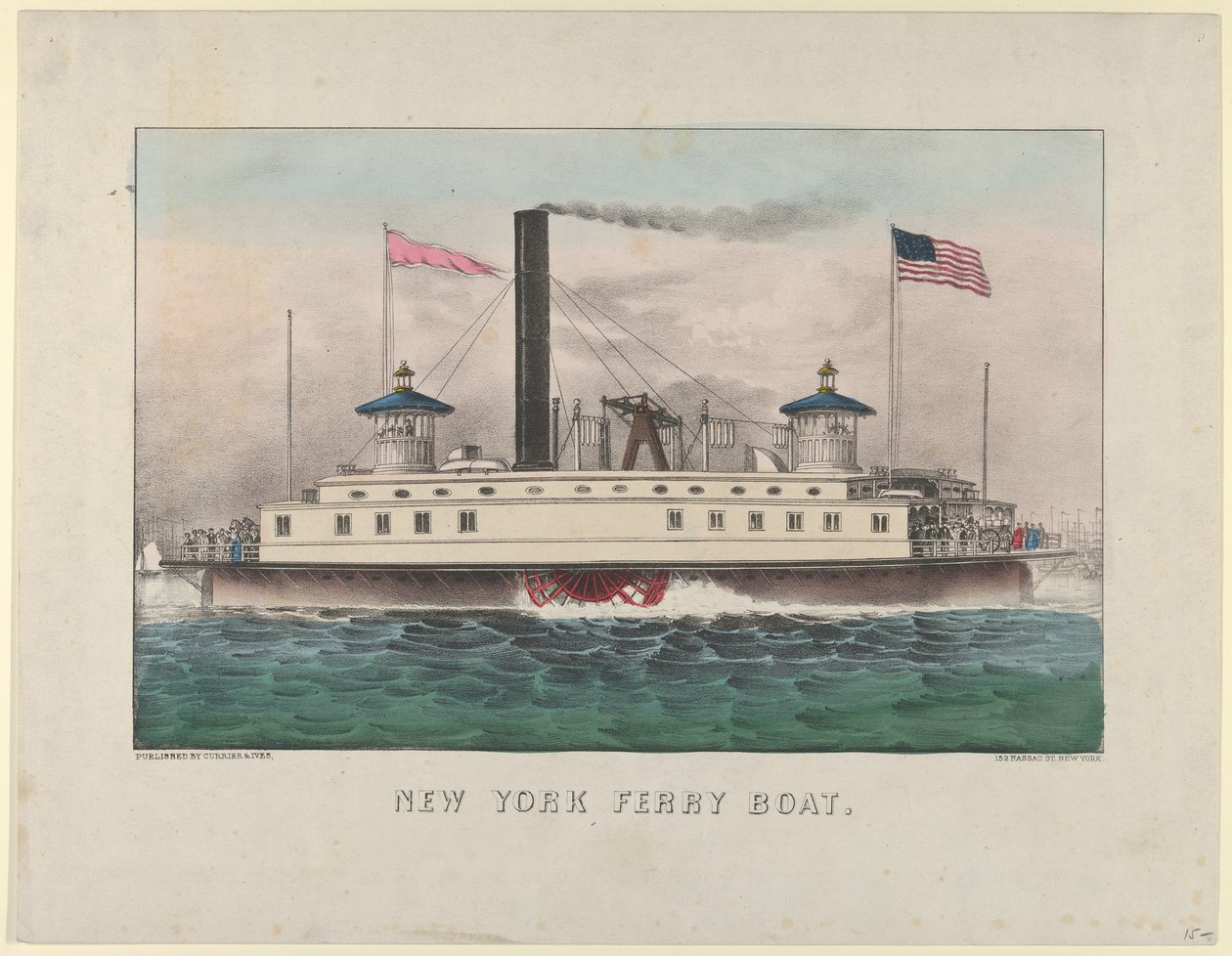 New York Feribot Teknesi, ca. 1860-65., yaklaşık 1860-65. Yaratıcılar: Nathaniel Currier, James Merritt Ives, Currier ve Ives. by Currier and Ives