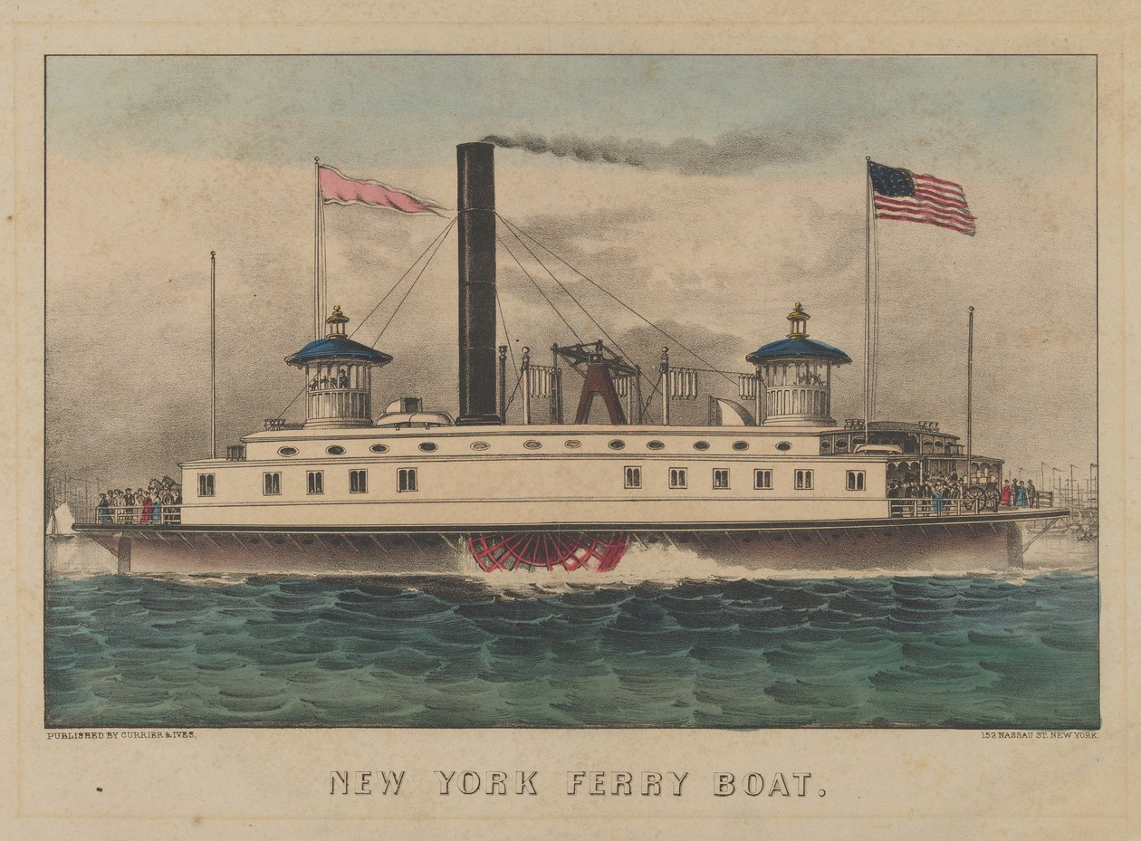 New York Feribot Teknesi, ca. 1860-65., yaklaşık 1860-65. Yaratıcılar: Nathaniel Currier, James Merritt Ives, Currier ve Ives. by Currier and Ives