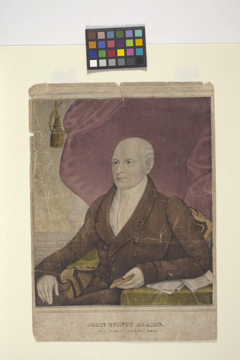 John Quincy Adams (elle renklendirilmiş litografi) by Nathaniel Currier