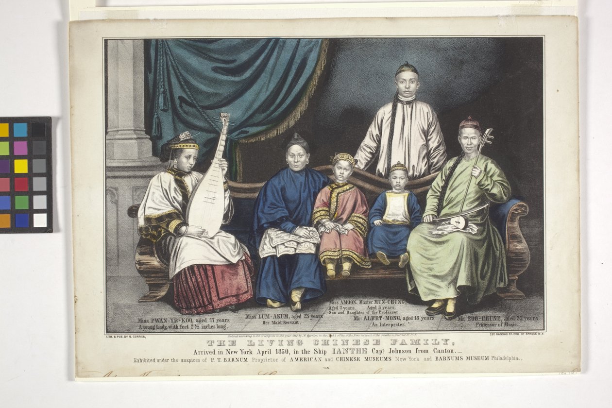 Yaşayan Çin Ailesi (el ile renkli taş baskı) by Nathaniel Currier