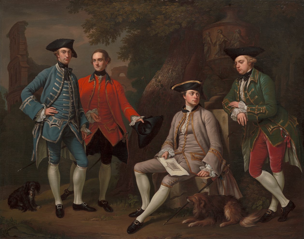 Grant'ten James Grant, John Mytton, Hon. Thomas Robinson ve Thomas Wynne by Nathaniel Dance