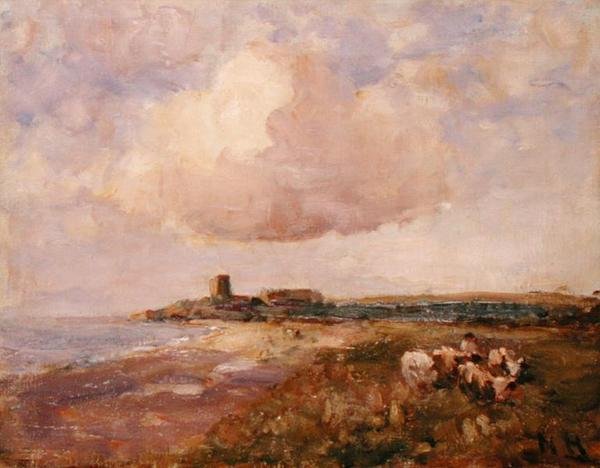 Boy ve Sığır ile İrlanda Sahil Görünümü (tuval üzerine yağlı boya) by Nathaniel Hone