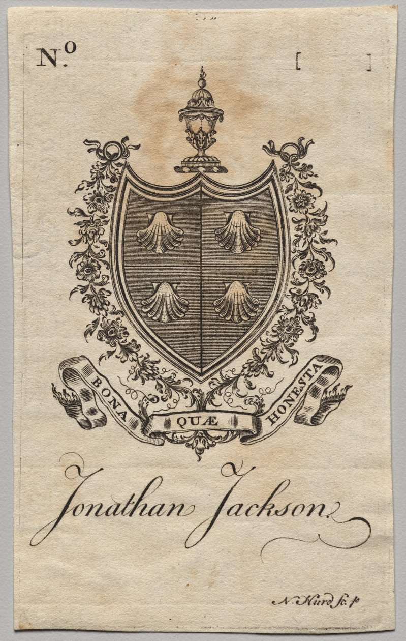 Bookplate: Üzerinde Jonathan Jackson bulunan Arması by Nathaniel Hurd