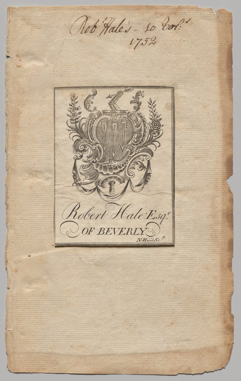 Bookplate: Arması Robert Hale, Esq. yazılı by Nathaniel Hurd