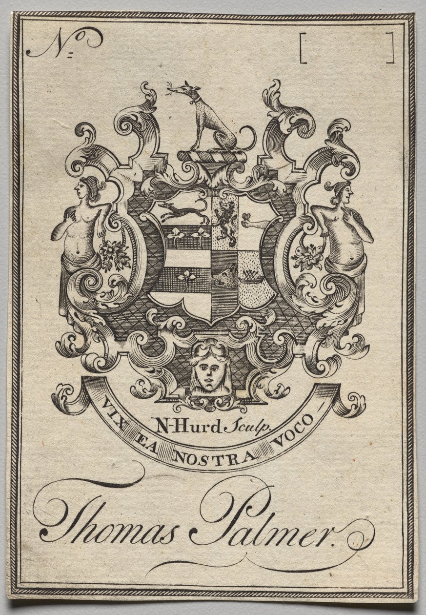 Bookplate: Thomas Palmer yazılı Arması by Nathaniel Hurd