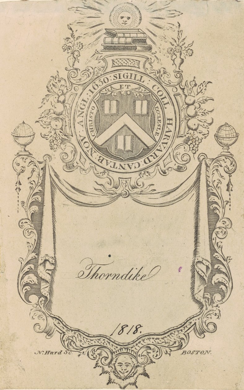 Mesih ve Kilise Mührü ile Harvard College Bookplate by Nathaniel Hurd